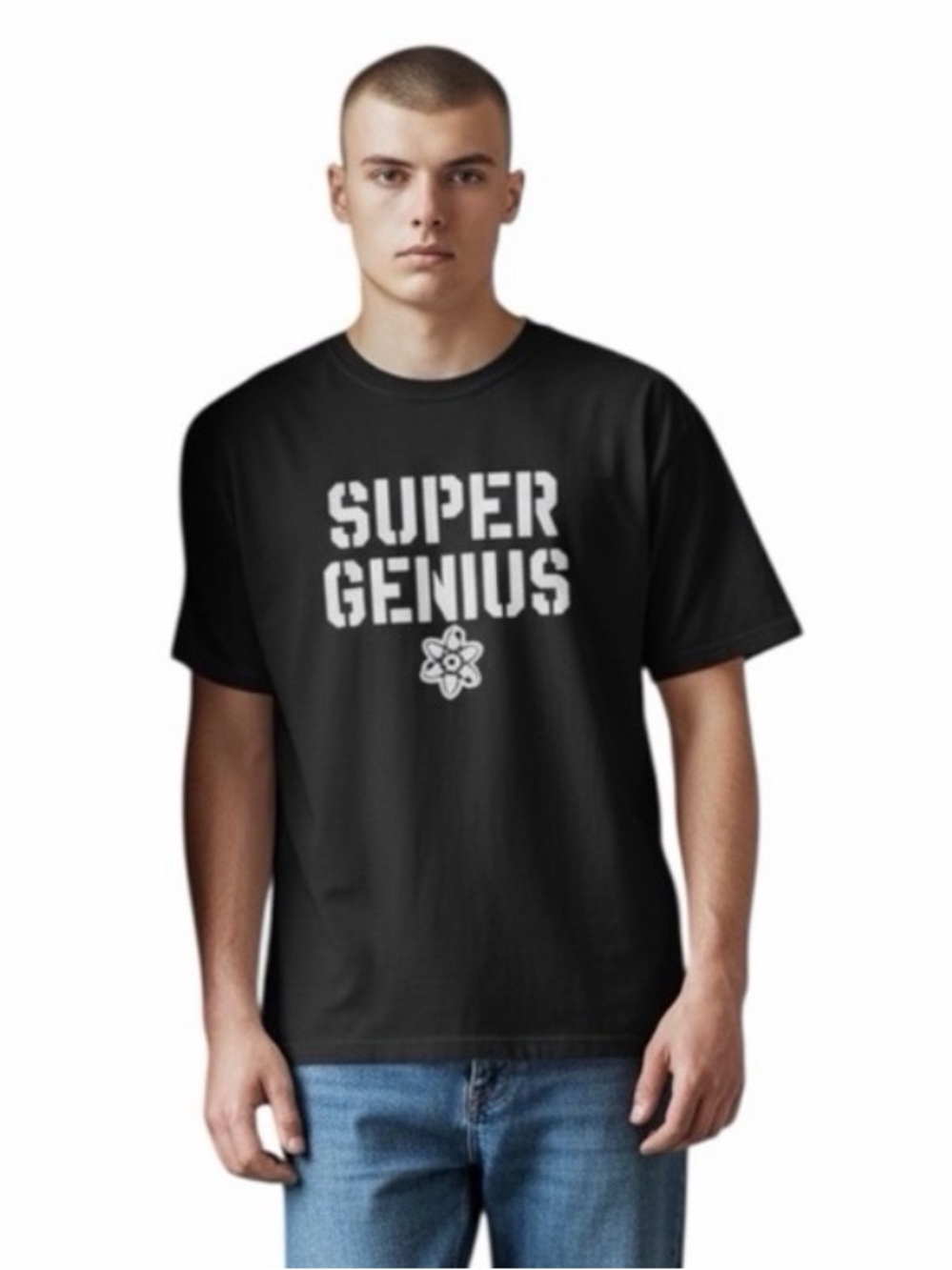 PLACE Super Genius Men’s Black Short Sleeve Cotton T-Shirt Size XL